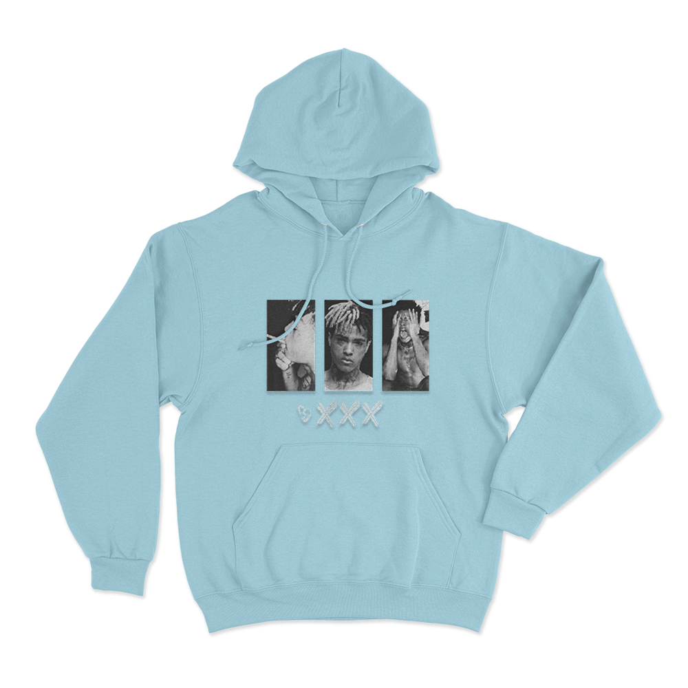 XXXTentacion Photo Collage Unisex Hoodie Sky Blue XXXTentacion Photo Collage Unisex Hoodie Sky Blue