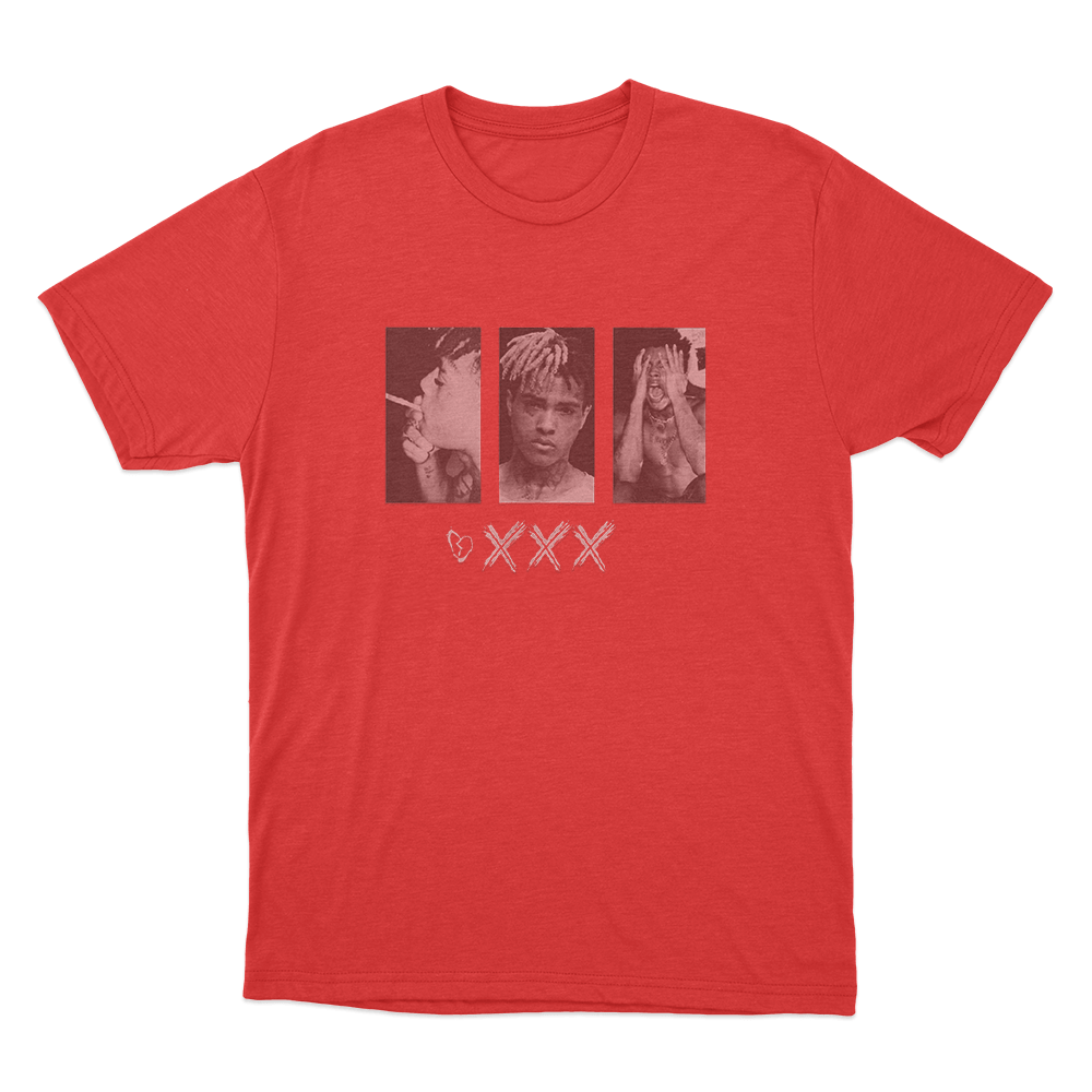 XXXTentacion Photo Collage Unisex T Shirt Red XXXTentacion Photo Collage Unisex T Shirt Red