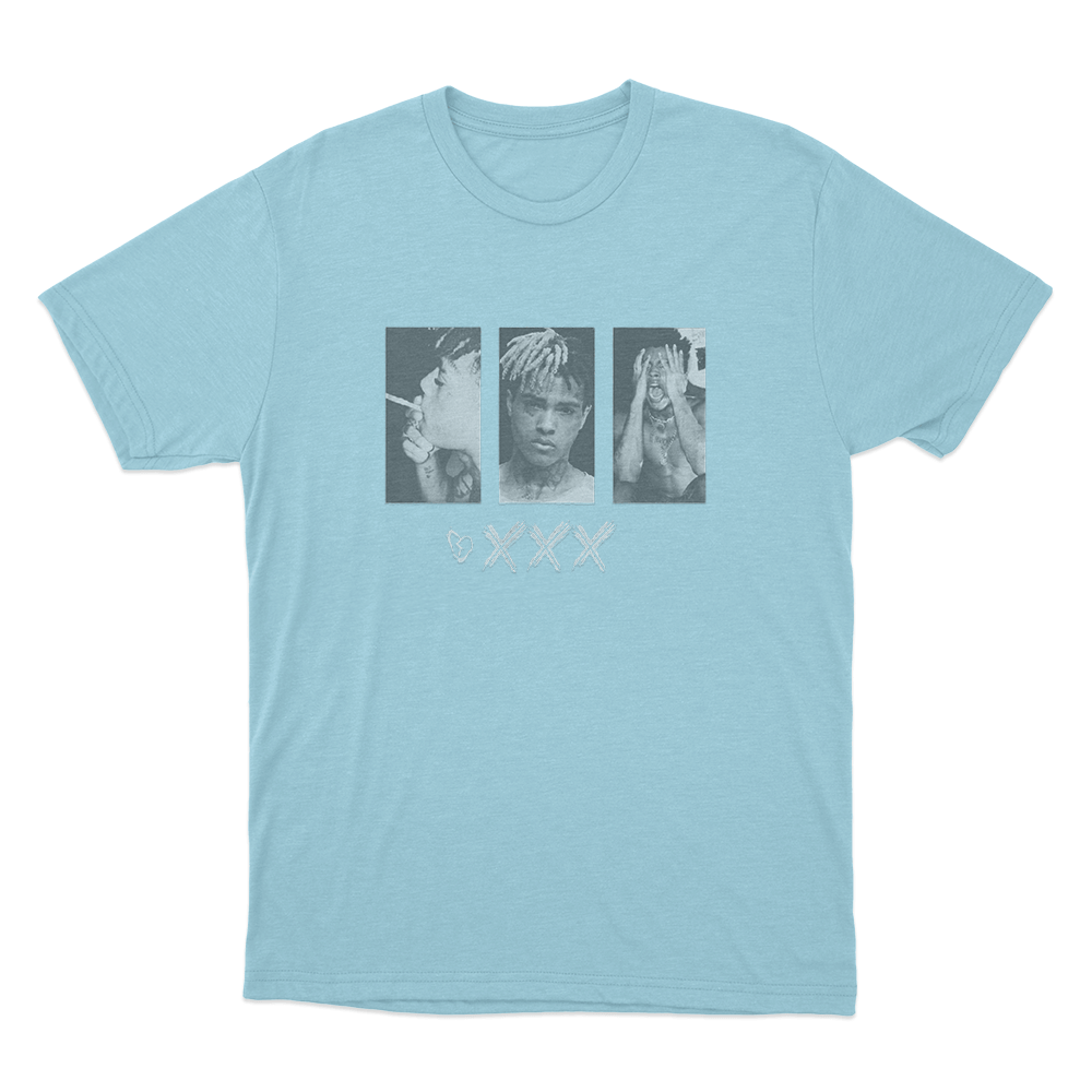 XXXTentacion Photo Collage Unisex T Shirt Sky Blue XXXTentacion Photo Collage Unisex T Shirt Sky Blue